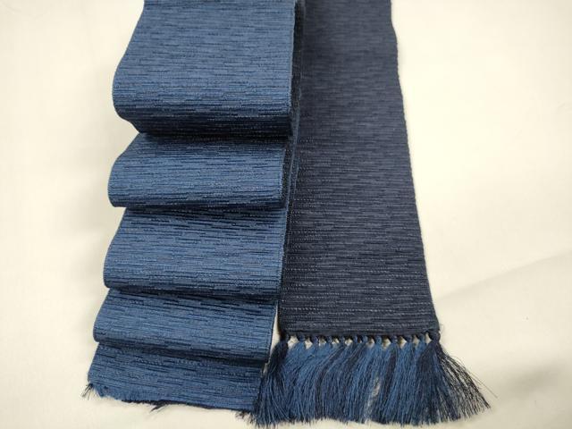 平和屋着物●男性 本場筑前博多織 両面 角帯 深縹色 濃藍色 正絹 逸品 DAAZ4095cm