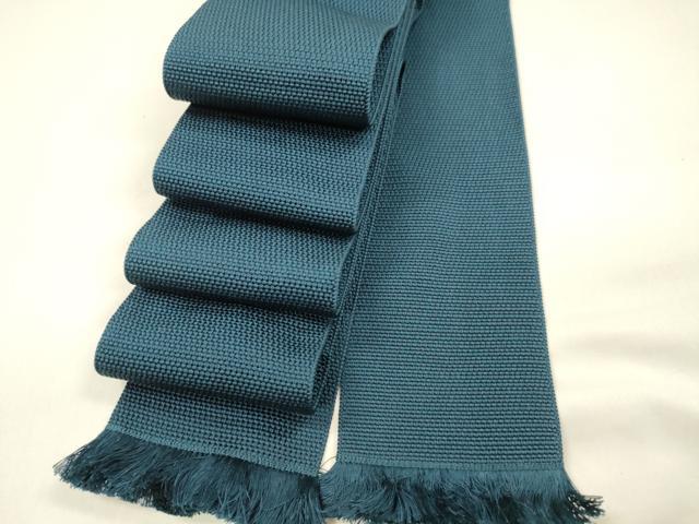 平和屋着物●男性 本場筑前博多織 角帯 藍色 正絹 逸品 DAAZ4097cm