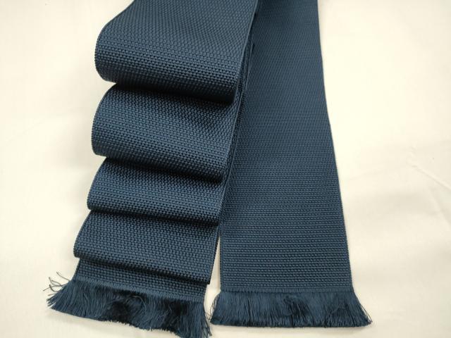 平和屋着物●男性 本場筑前博多織 角帯 紺青色 正絹 逸品 DAAZ4098cm