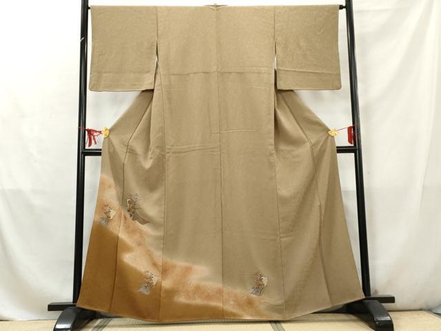 平和屋着物■訪問着　中国三大刺繍　スワトウ刺繍　汕頭刺繍　短冊草花文　暈し染め　金彩　正絹　逸品　AABD2565cs