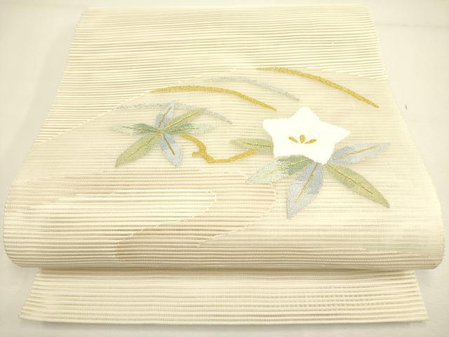 平和屋着物＊夏物　絽綴れ　八寸名古屋帯　桔梗　金銀糸　正絹　逸品　DAAY2910op