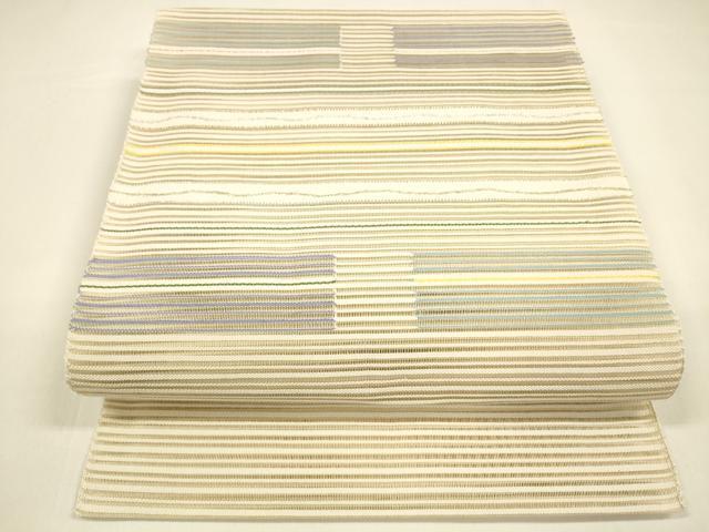 平和屋着物＊夏物　絽綴れ　八寸名古屋帯　横段文　金銀糸　正絹　逸品　DAAY8459cm
