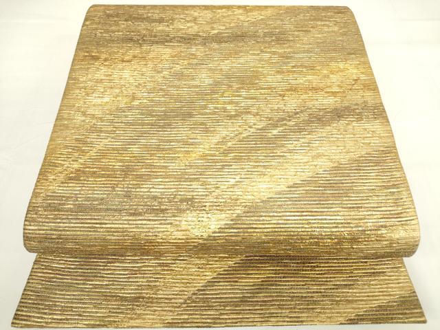 平和屋着物▼六通柄袋帯　作家物　霞文　金糸　正絹　逸品　DAAY9321az