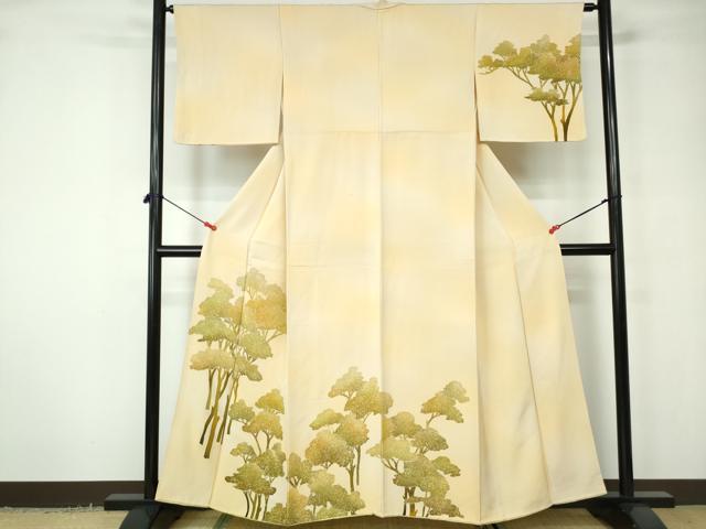 Full-Length Under-Kimono - 平和屋着物■訪問着　樹林文　暈し染め　正絹　逸品　DABC9506qa