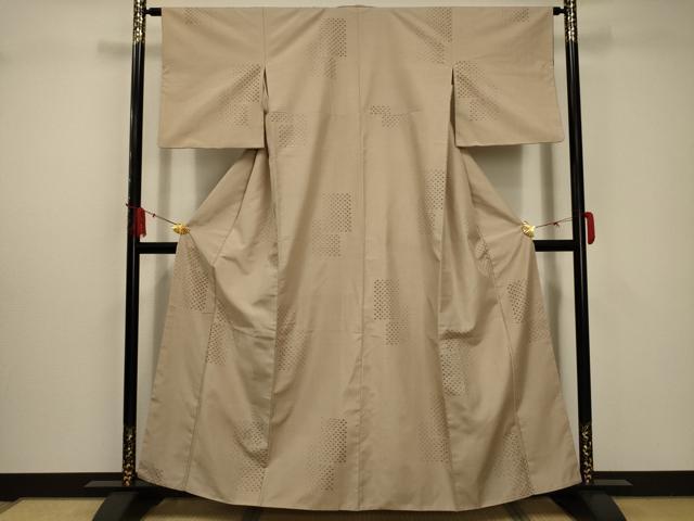 平和屋着物■上質な紬　色紙重ね文　正絹　逸品　AABC5551sx