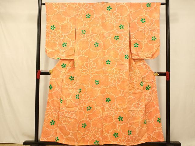 平和屋着物■上質な小紋　総絞り　霞舞花文　暈し染め　正絹　逸品　AABD3817fw...