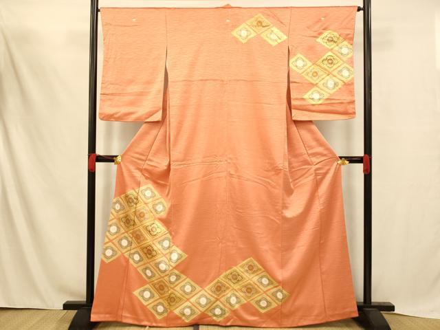 平和屋着物■訪問着　駒刺繍　花菱文　金彩　正絹　逸品　AABD3822fw