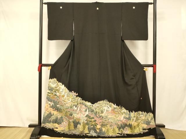平和屋着物■豪華黒留袖 作家物 飛鶴風景文 正絹 逸品 AABD3830fw