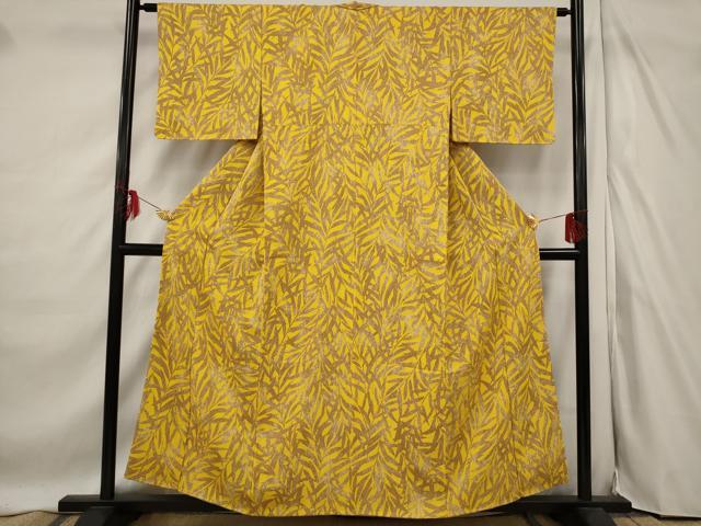 平和屋着物■上質な小紋　草葉シルエット　正絹　逸品　AABF1508st