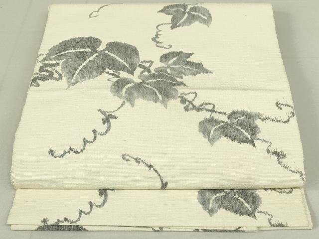 平和屋着物◎八寸名古屋帯　紬地　蔦の葉文　正絹　逸品　DAAY6855qp