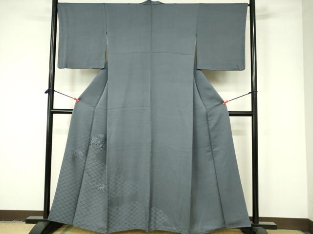 平和屋着物■豪華色留袖　刺繍　地紙草花文　青海波　藍墨茶色　正絹　逸品　DAAY6904qp