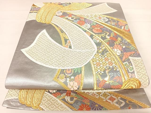 平和屋着物◎六通柄袋帯　唐織　束ね熨斗吉祥文　金銀糸　正絹　逸品　AABD3501yx