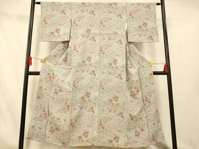 平和屋着物■上質な小紋 草花文 正絹 逸品 AABI5900fw