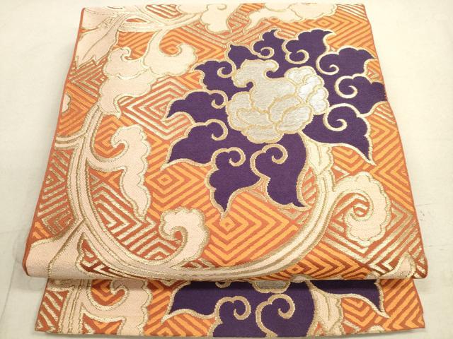 平和屋着物◎六通柄袋帯　唐織　草花文　金銀糸　製原別　正絹　逸品　DAAX2452xg