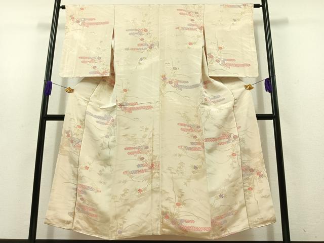 平和屋着物■上質な小紋　流水花文　金銀糸　正絹　逸品　AABD4286jh