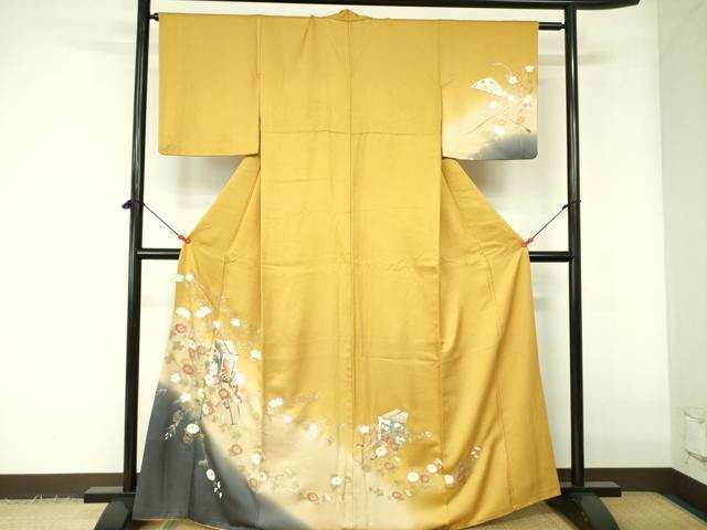 ■■■　サイズ　■■■ 身丈 165cm（肩から） 裄丈 64cm 袖丈 48cm　縫込み 3cm 袖幅 33cm 前幅 23cm 後幅 29cm 着物縫いこみ 内揚げ 7cm 裄 お袖側 約2cm　身頃側 約2cm ■■■　商品詳細　■■■ 【正絹】 状態は画像を添付しておりますので、そちらをご確認下さいますよう宜しくお願い致します。 大変上質な逸品になります。 お安く出品致しますので、是非この