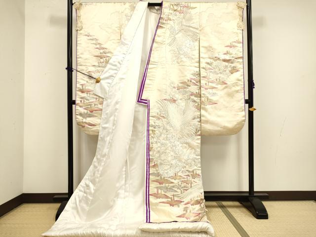 平和屋の平和屋本店●色打掛 お引きずり 和装 婚礼 結婚式 花嫁 神社挙式 総刺繍 飛鶴花車文 折り鶴 銀彩 ラインストーン 十二単風 逸品 DABF5819du｜アングル2