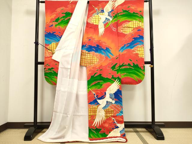 平和屋の平和屋本店●お引きずり・お引き摺り・引き振袖　和装　結婚式　舞妓　芸妓　芸者　衣装　駒刺繍　飛鶴文　金彩　DABG3540du｜アングル2