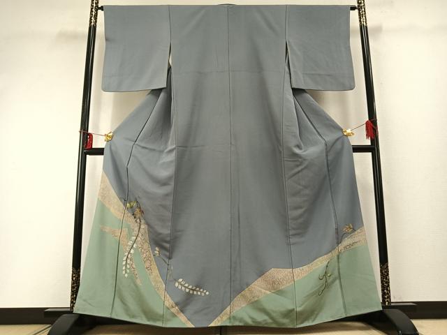 Rakuten - 平和屋着物●訪問着　蔦の葉文　金銀彩　正絹　逸品　AABD0746fy
