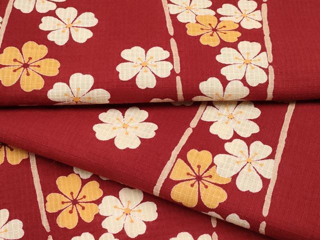 Female Yukatas - 平和屋着物∴夏物　浴衣　綿紅梅　舞花文　日本製　綿　逸品　CABF2755tx