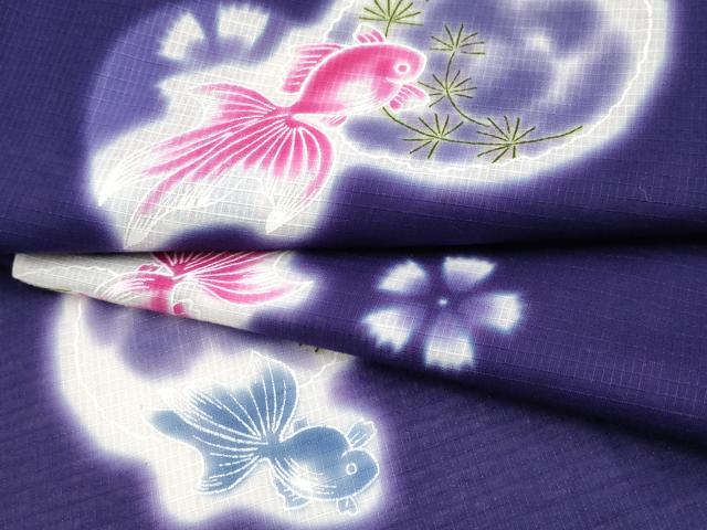 Female Yukatas - 平和屋着物∴夏物　浴衣　女の子　子供　綿紅梅　金魚　綿　逸品　CABF2757tx
