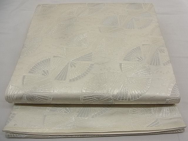 平和屋着物■六通柄袋帯　若松葉文　銀糸　逸品　n-da0272