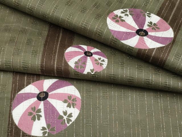 平和屋着物∴夏物　浴衣　番傘　綿　逸品　未使用　CABF2763tx