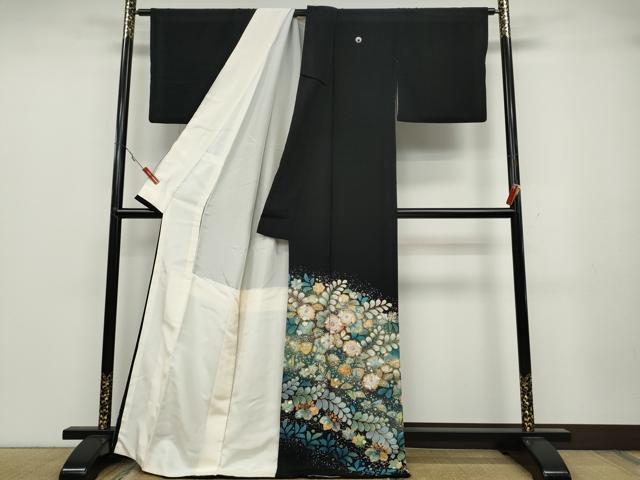 平和屋着物●越後十日町の一流染匠　桐屋・翠山工房　黒留袖　蝋纐纈師　辻が花　絞り　暈し染め　正絹　逸品　CABA1767ut