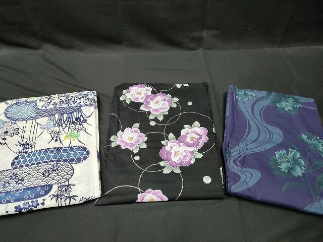 楽天平和屋平和屋本店■浴衣 まとめて 3点 花柄 青海波 ラメ など 着用可能多数 ppp3160 km