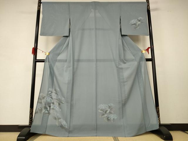平和屋着物＊夏物　訪問着　絽　手描き　紫陽花　正絹　逸品　AABD8909jd