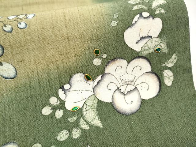 平和屋着物●本場結城玉紬　太鼓柄袋帯　作家物　結識苑　玉虫きらら　品質証明書付き　正絹　逸品　CABA5200hy