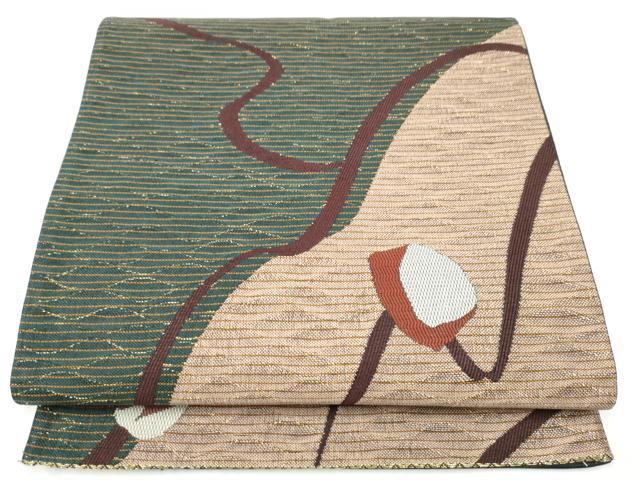 平和屋着物●六通柄袋帯　幾何学文様　金糸　正絹　逸品　CABI0320hy