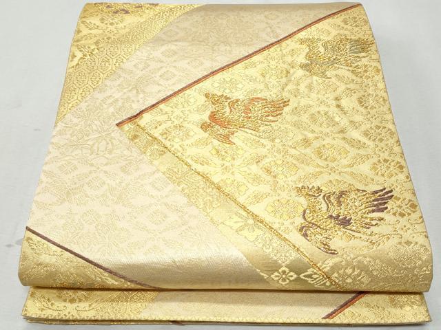 平和屋着物◎六通柄袋帯　裂取鳳凰小葵文　金糸　正絹　逸品　CAAZ4973fb...