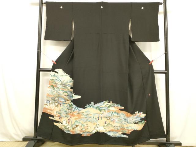 Uramono - 平和屋着物■豪華黒留袖　作家物　人物風景文　金彩　正絹　逸品　DABB3516cm