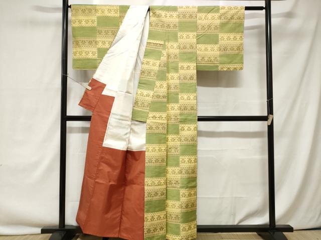 平和屋着物■上質な紬　横段花文　正絹　逸品　未使用　CAAY1807ev