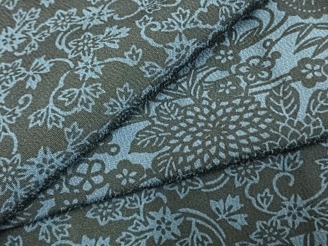 Full-Length Under-Kimono - 平和屋着物▽上質な小紋　単衣　藍　型染め　草花文　正絹　逸品　AABD0334fy