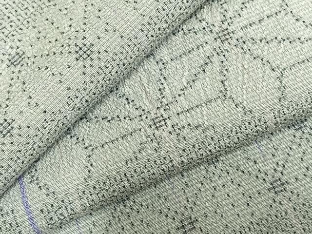 平和屋着物▽本塩沢 単衣 110亀甲 麻の葉横段文 正絹 逸品 AABD0338fy