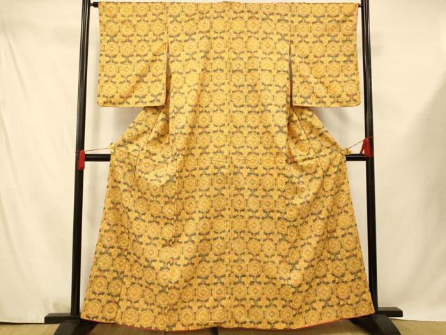 平和屋着物■本場染大島紬　洋花格子　正絹　逸品　AABE8804fw(4.0)