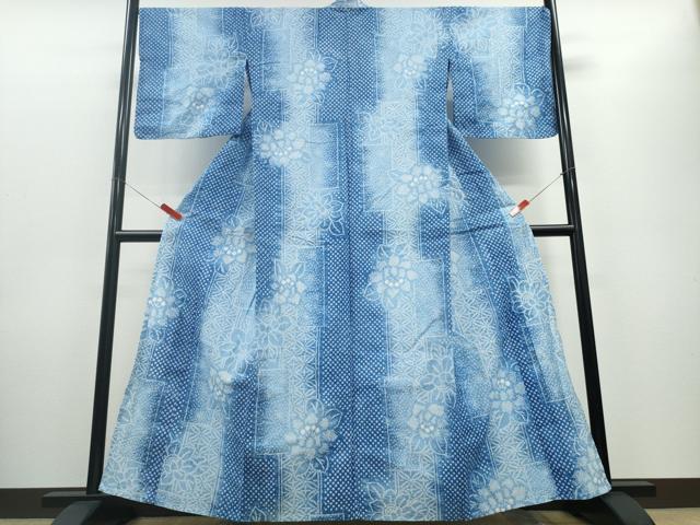 平和屋着物∴夏物 浴衣 有松鳴海絞り 短冊舞花文 綿 逸品 CABD2421ng