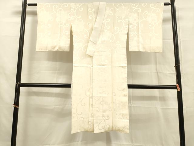 平和屋着物■長襦袢　袷　花唐草地紋　鳥の子色　正絹　逸品　DABB3389cm