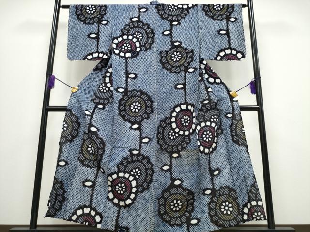 平和屋着物∴夏物　浴衣　有松鳴海絞り　枝花文　綿　逸品　CABA0639ng