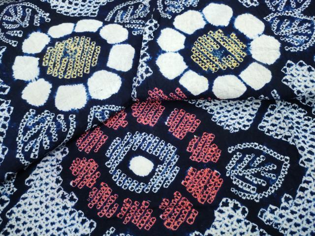 平和屋着物∴夏物　浴衣　有松鳴海絞り　網目菊文　綿　逸品　未使用　CABA0685ng