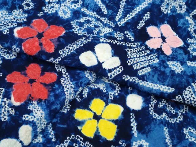 平和屋着物∴夏物　浴衣　有松鳴海絞り　枝梅文　綿　逸品　CABA0732ng