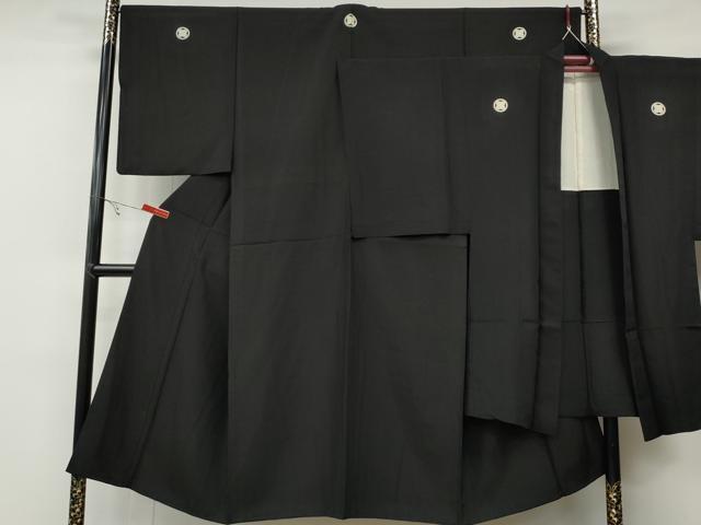 平和屋着物●男性 黒紋付・羽織セット 正絹 逸品 CABA8070ut