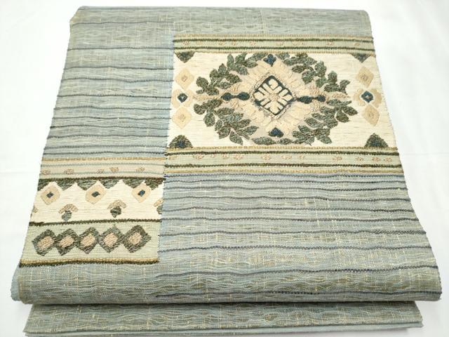 平和屋着物▽両面　全通柄袋帯　スリーシーズン帯　春　夏　秋　横段文　正絹　逸品　DAAS3180ps 平和屋着物▽両面 全通柄袋帯 スリーシーズン帯 春 夏 秋 横段文 正絹