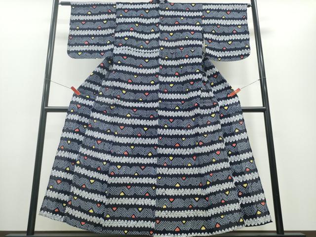 平和屋着物∴夏物 浴衣 有松鳴海絞り 横段吉祥文 綿 逸品 CABD2422ng