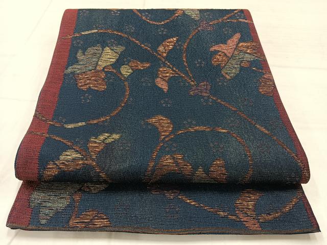 平和屋着物◎六通柄袋帯　花唐草文　金糸　正絹　逸品　AABC9030uk