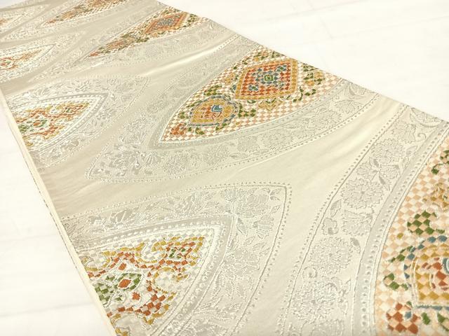 平和屋着物◎六通柄袋帯 抽象花文 正絹 逸品 AABD3704yx
