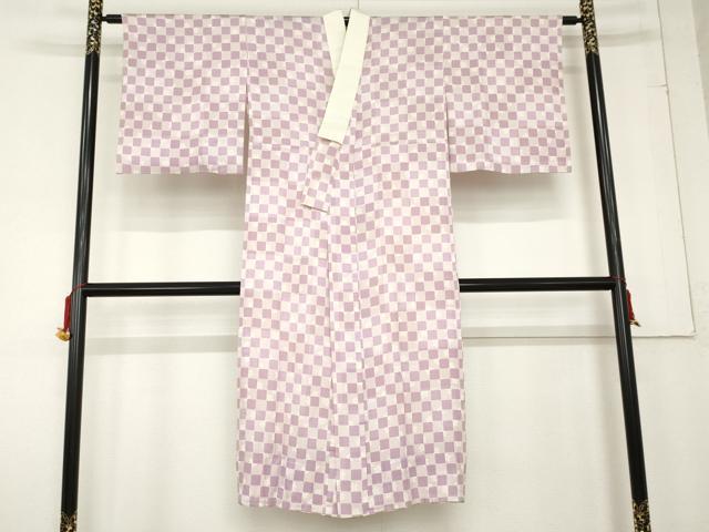Uramono - 平和屋着物●長襦袢　無双仕立て　市松花文　正絹　逸品　AABD5030cs