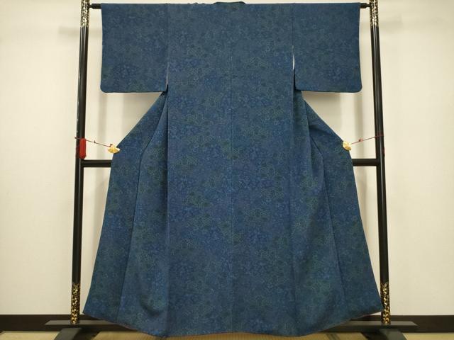 平和屋着物■上質な小紋　更紗花文　鬼しぼ縮緬　正絹　逸品　AABD5162sx